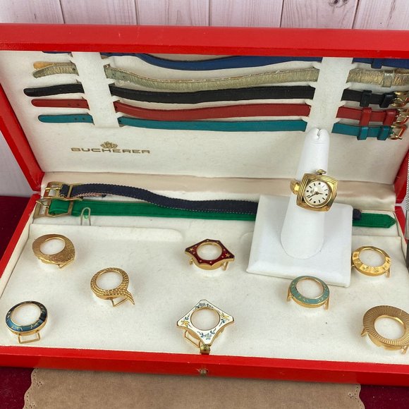 Vintage Swiss Bucherer Windup Ladies Ring and Watch with Interchangeable Bezels - Picture 8 of 8